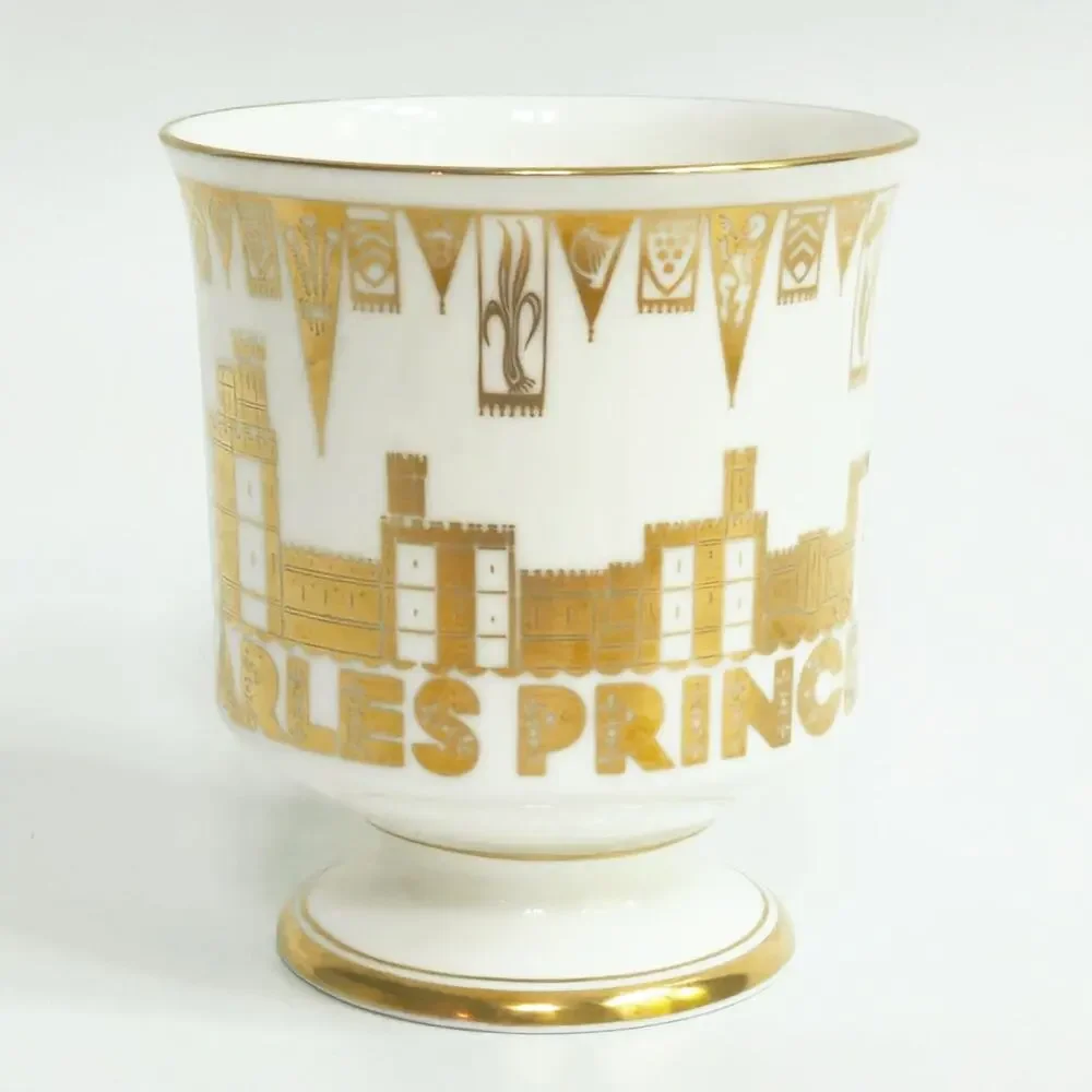 Vintage 1969 Coalport Prince of Wales Commemorative Bone China Loving Cup Goblet